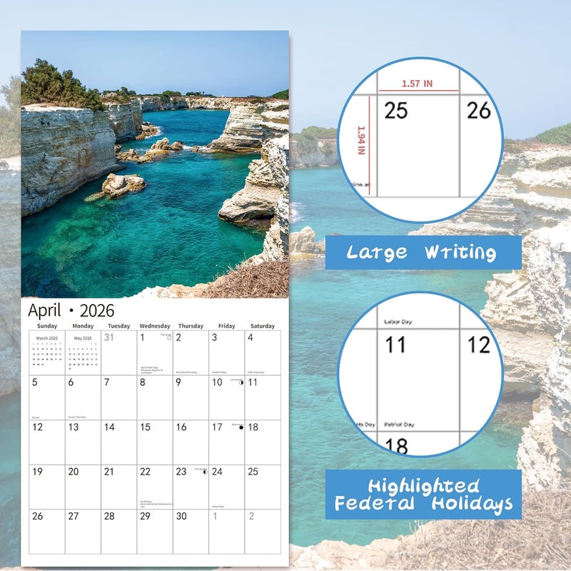 windrio 2026 Wall Calendar,Calendar 2026, November 2025 - December 2026, Wall Calendar Italy, 12" x 24" Opened,Full Page Months Thick & Sturdy Paper for Calendar Organizing & Planning - Image 3